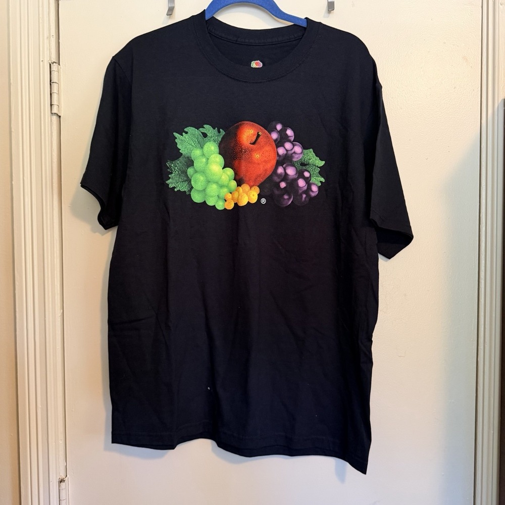 Vintage Black Fruit of the Loom Shirt Mens L Lofteez Heavy HD Cotton Basic Tee